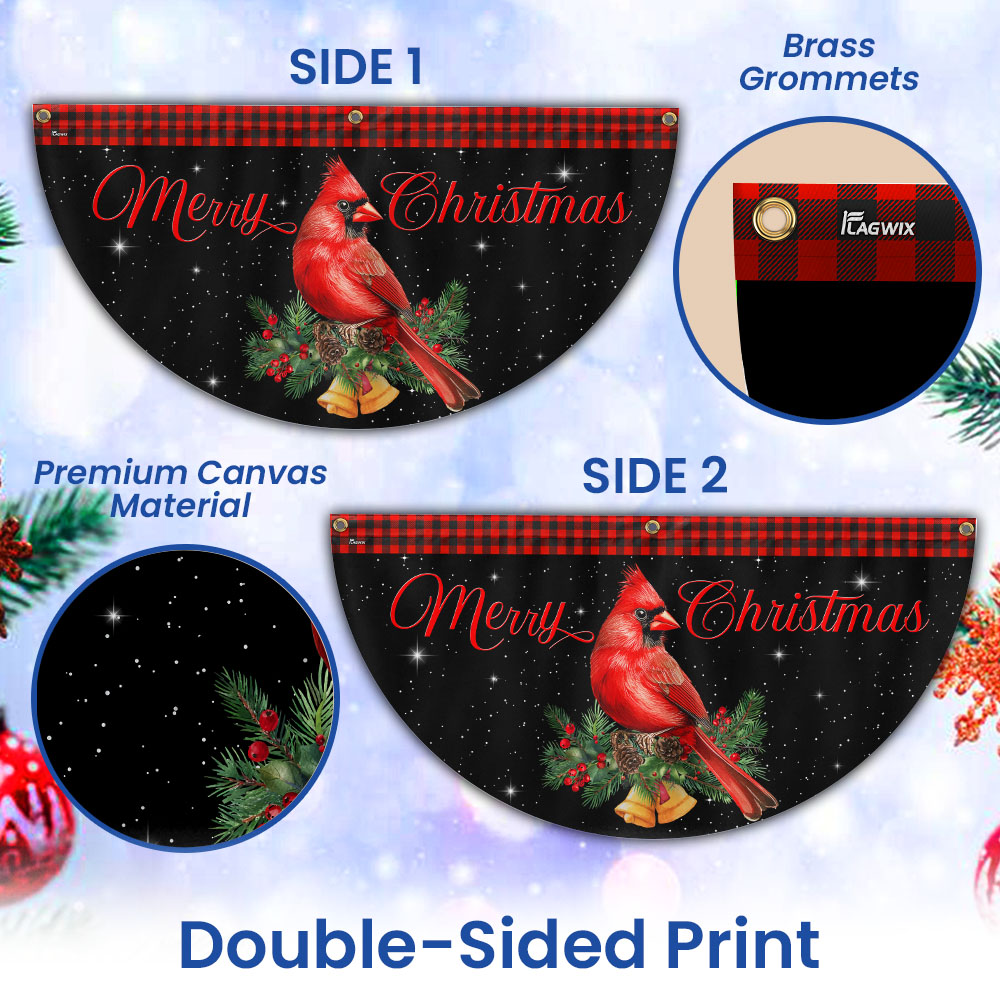 Cardinal Merry Christmas Fan Flag - Holiday Gift & Festive Home Décor, Non-Pleated TPT2322FL - 3-Day Shipping