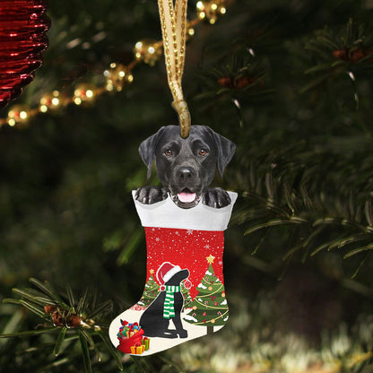Black Labrador Retriever Christmas Ornament,  Lab In Stocking Ornament QNN605O