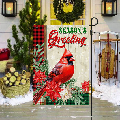 Cardinal Season's Greetings Winter Christmas Flag TQN1928F