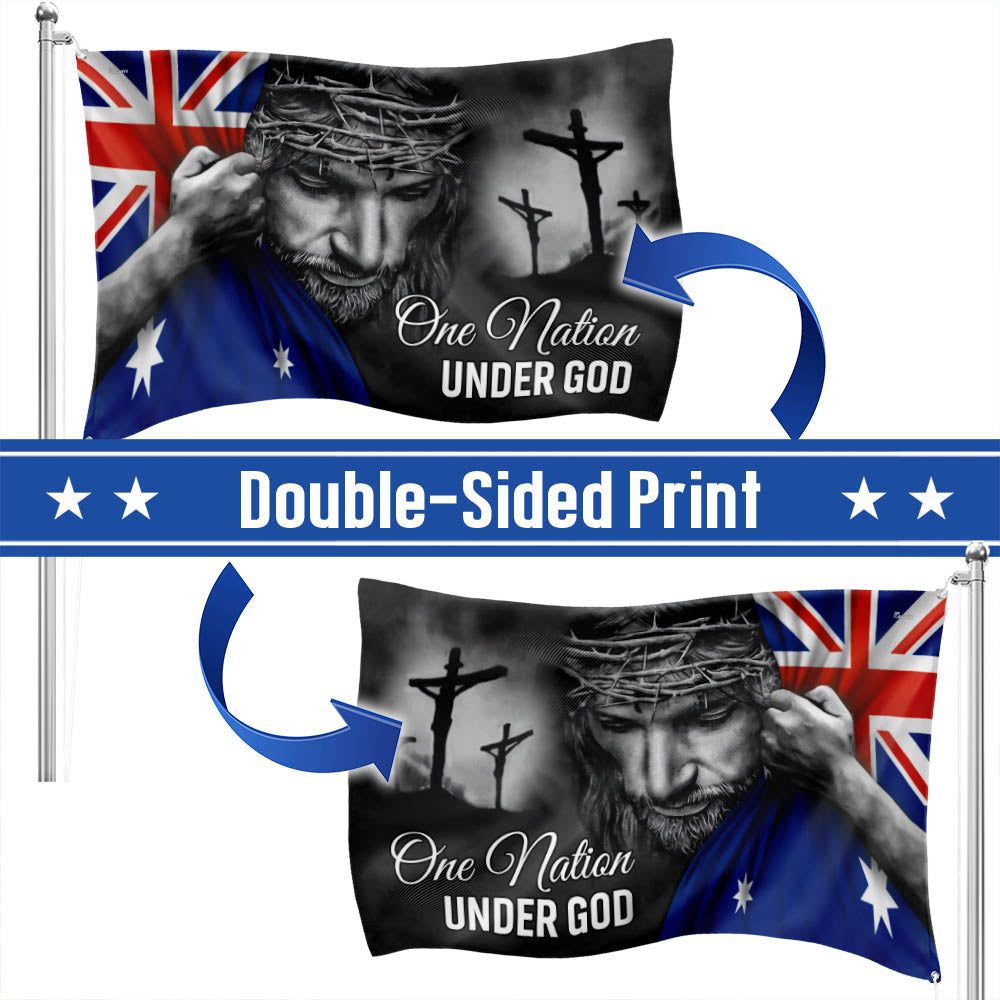 One Nation Under God Jesus Australian Flag - Patriotic Grommet Flag QTR1177TTH