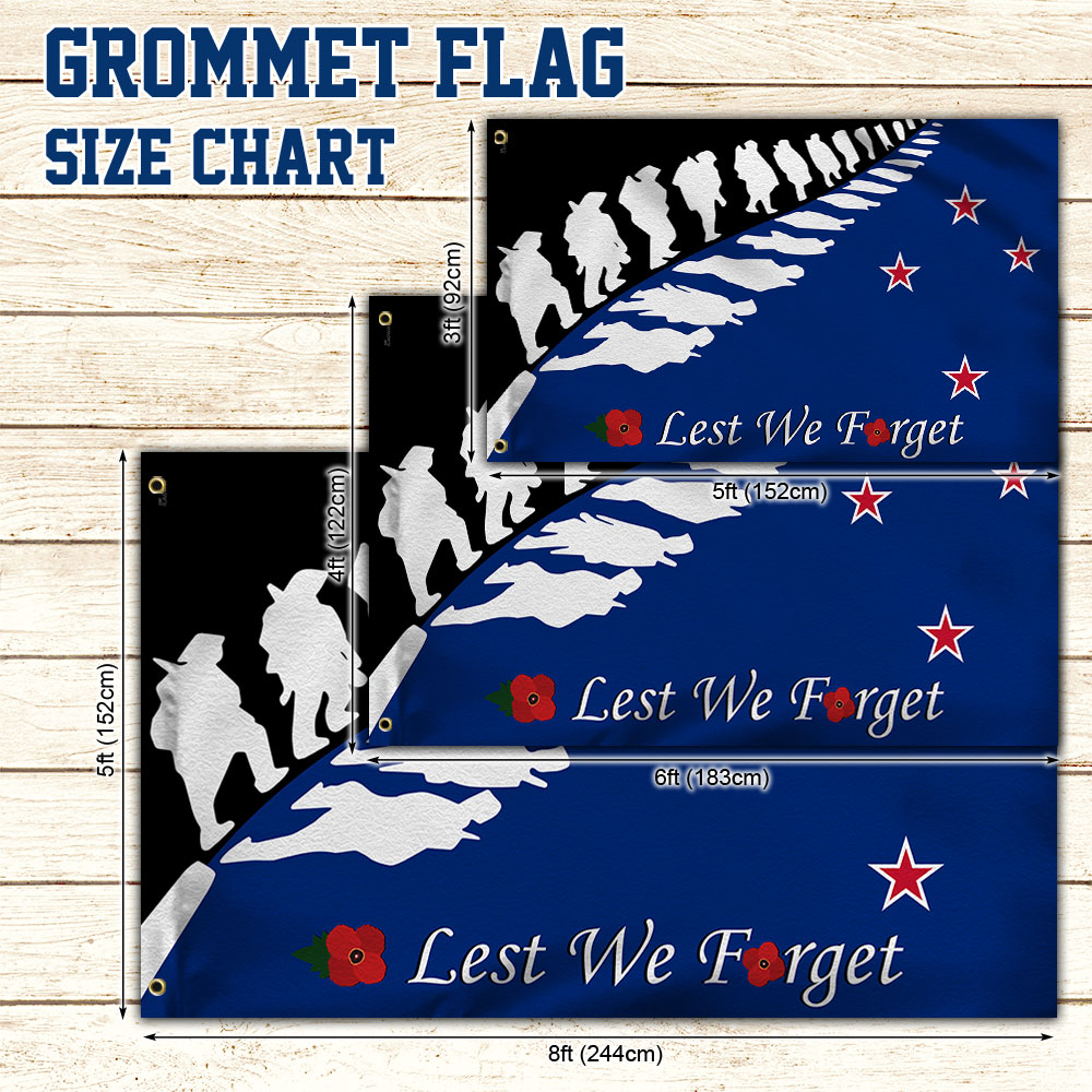 Anzac Day Grommet Flag New Zealand Lest We Forget LHA1748GFv1
