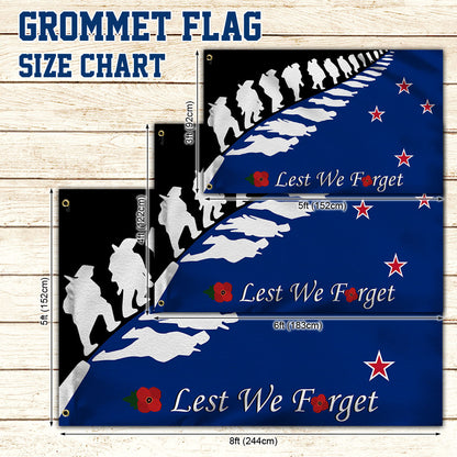 Anzac Day Grommet Flag New Zealand Lest We Forget LHA1748GFv1