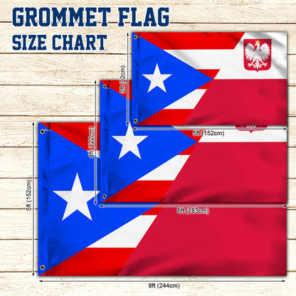 Puerto Rican And Polish Grommet Flag VTM1089NTH