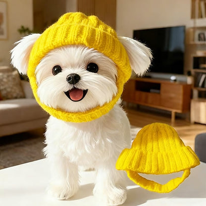 🔥LAST DAY 49% OFF - 🐾Red Wool Knit Dog Beanie with Ear Flaps – Warm Winter Hat