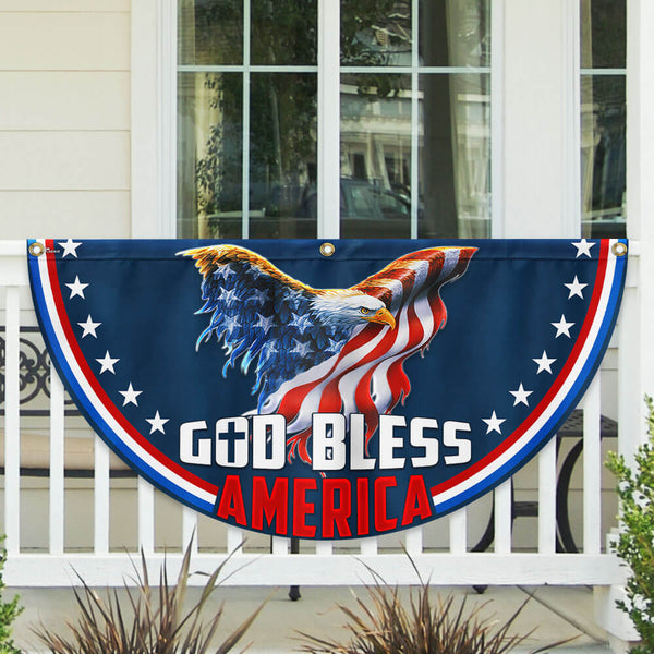 Flagwix American Flag - American Patriotic Eagle God Bless America Non-Pleated Fan Flag TPT2004FL