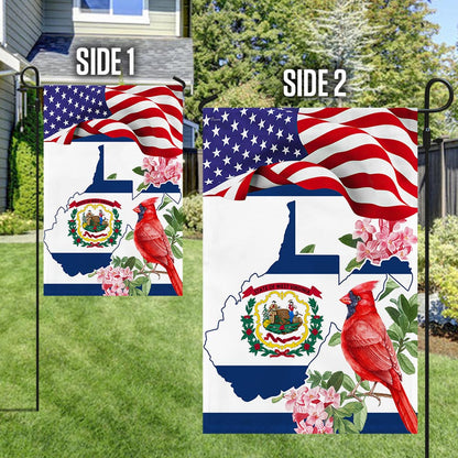 Cardinal and Rhododendron Flower, West Virginia Flag TPT775Fv1