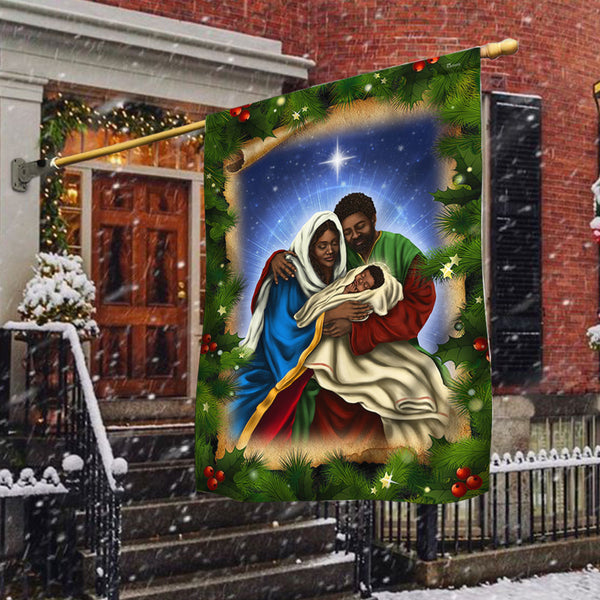 African American Black Holy Family Flag Nativity Scene TQN699F