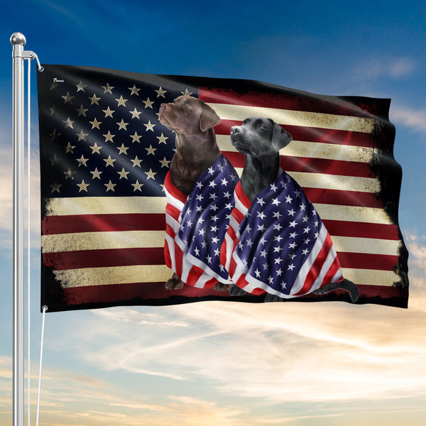 Chocolate Labrador And Black Labrador Retrievers 4th of july Patriotic American Grommet Flag TPT2773NTH