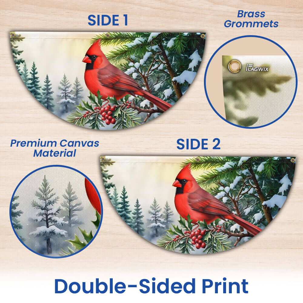 Cardinal Christmas Non-Pleated Fan Flag MLN3942FL