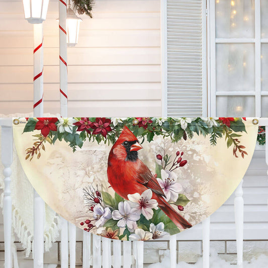 Cardinal Bird Winter Christmas Non-Pleated Fan Flag TQN3959FL