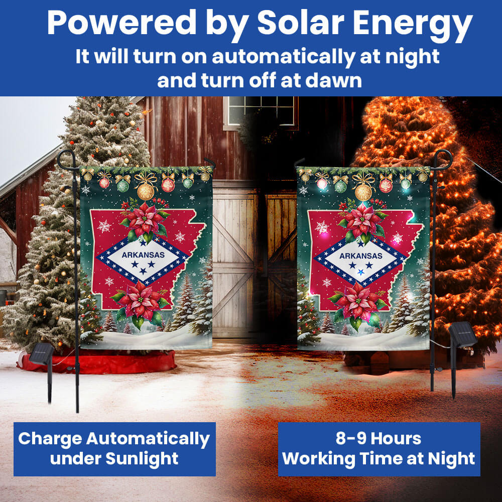 Arkansas Flag Christmas Solar LED Garden Flag TQN4193SF