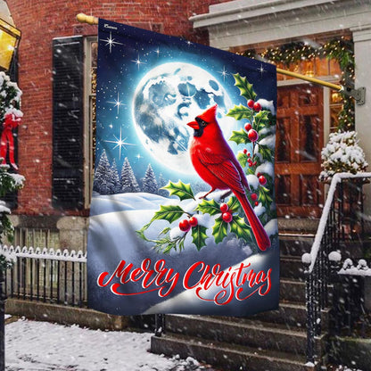 Cardinal Moon Merry Christmas Flag TQN3775F