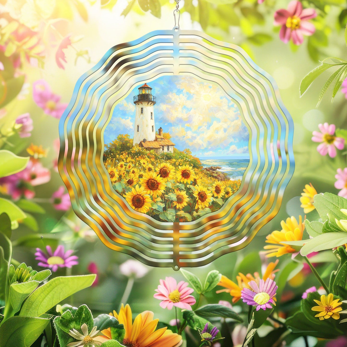 Sunflowers Lighthouse Wind Spinner VTM934WS