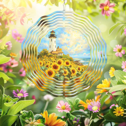 Sunflowers Lighthouse Wind Spinner VTM934WS