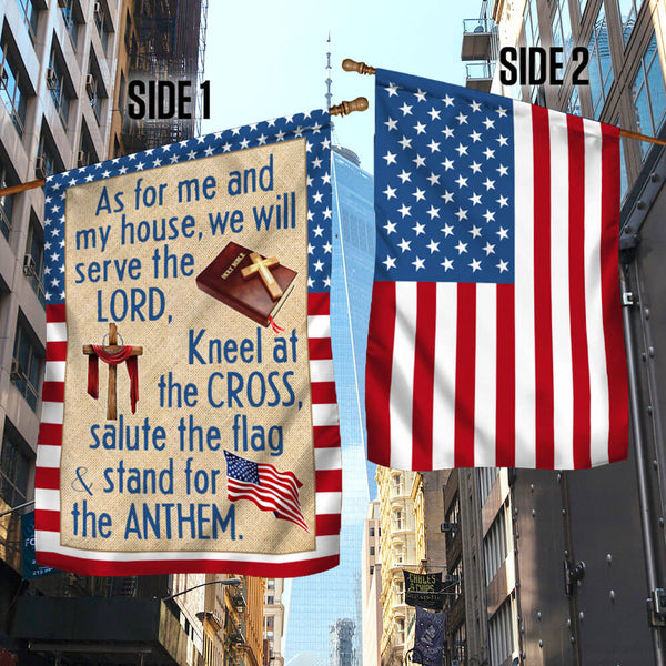 Flagwix American Flag - Jesus Christian Cross American Flag As For Me And My House We Will Serve The Lord Two-Sided Flag TPT832F