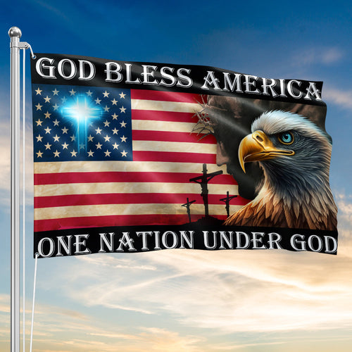 Patriot Eagle Christian God Bless America One Nation Under God Grommet Flag MLN5766NTH