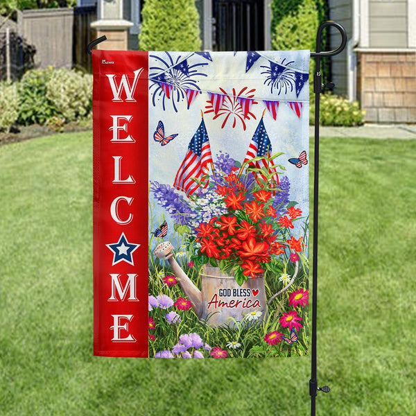 Flagwix American Flag - Happy 4th july Independence Day Patriot Flowers God Bless America Flag MLN3085F