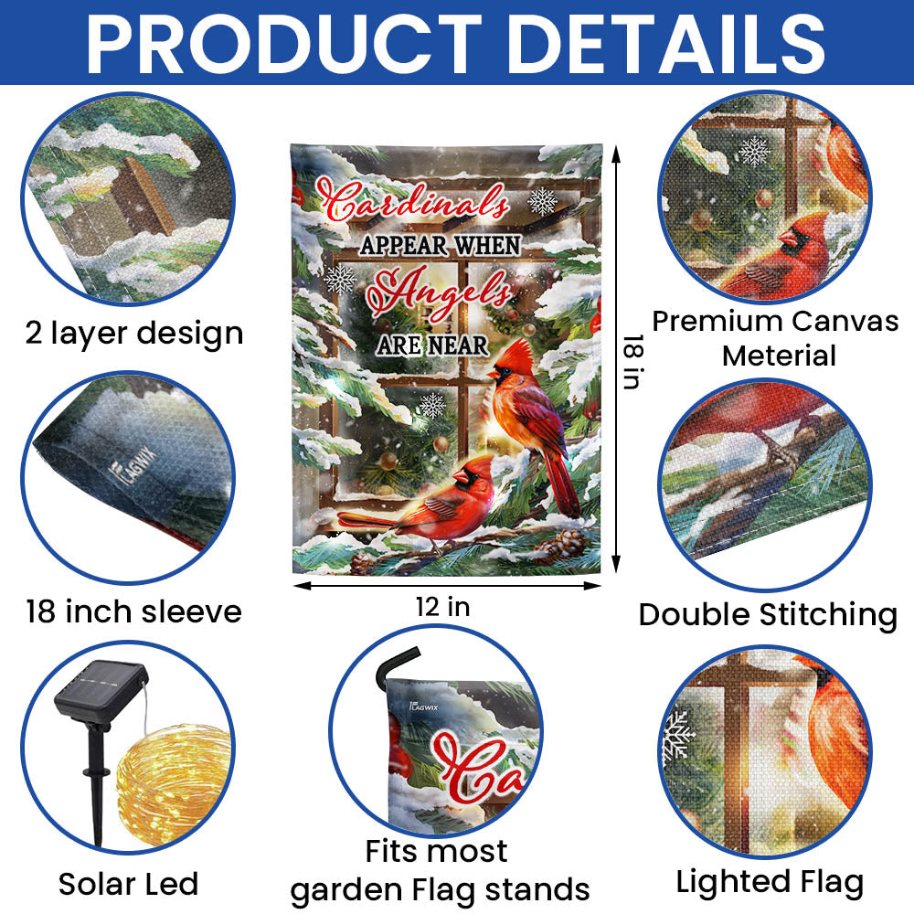 Cardinal Christmas Cardinals Appear When Angels Are Near Solar LED Garden Flag MLN1978SF