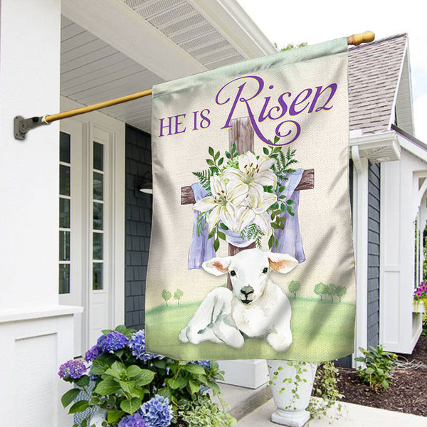 Easter Flag He Is Risen Christian Cross Lamb TQN1022F