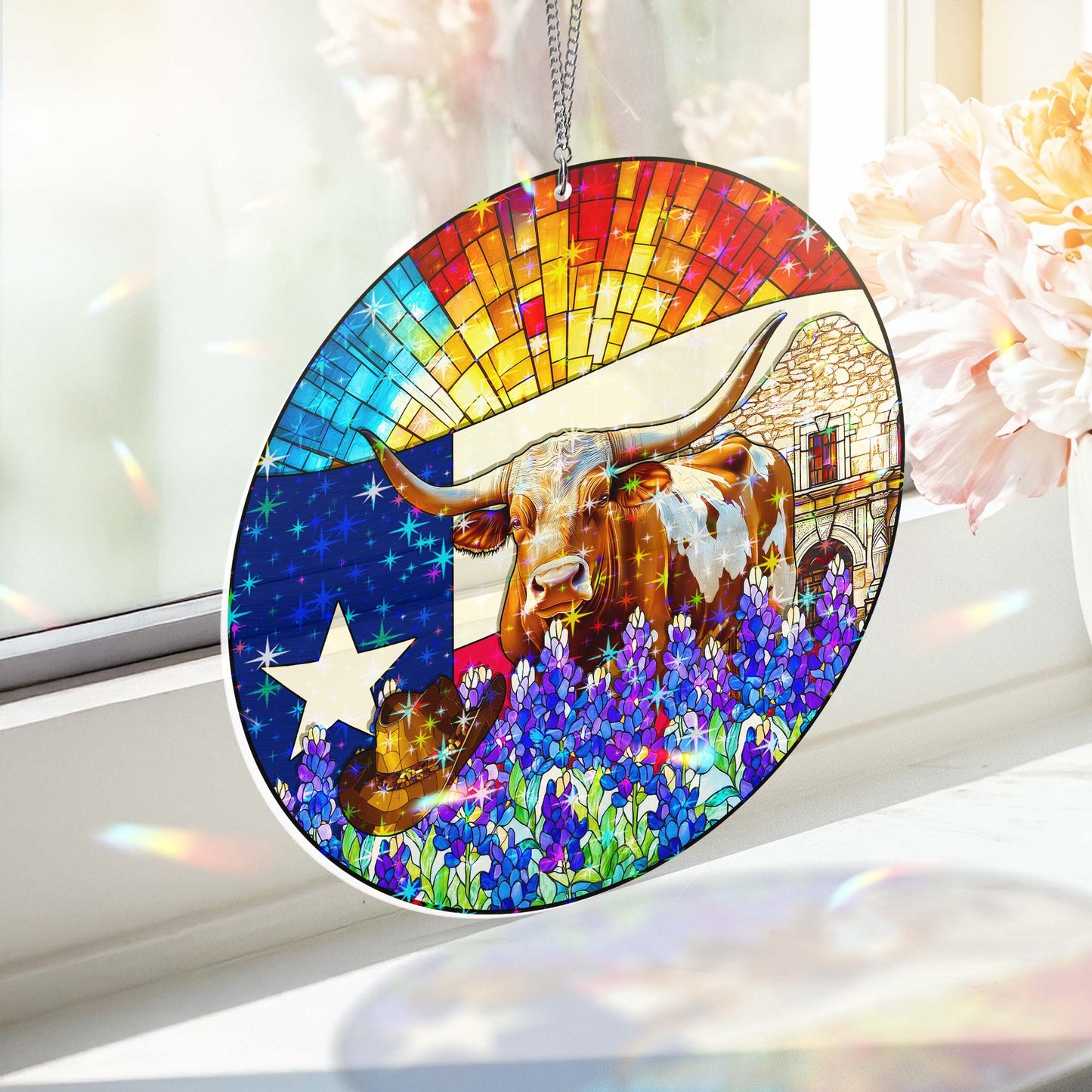 Texas Lone Star Hologram Window Hanging VTM1523NGT