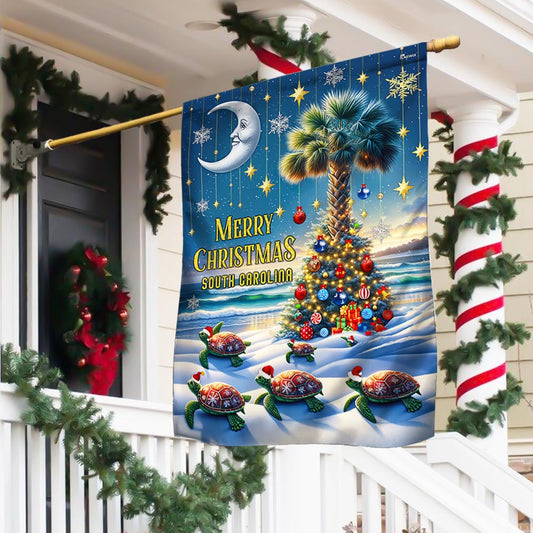 Sea Turtles Merry Christmas Palmetto Tree South Carolina Flag TPT1340F