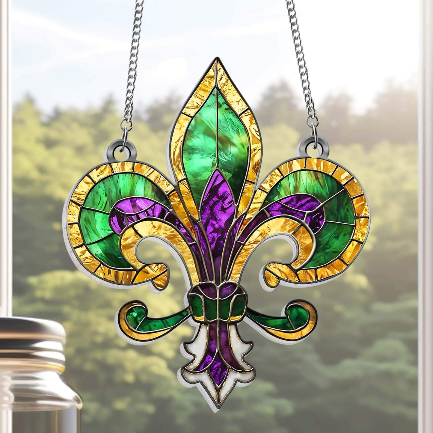 Mardi Gras Fleur De Lis Acrylic Suncatcher Hanging TPT2604TNB