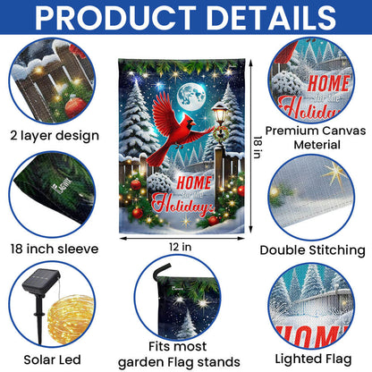 Cardinal Christmas Memorial Home For The Holidays Solar LED Garden Flag TQN4132SF