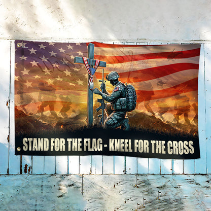 Stand For The Flag Kneel For The Cross Memorial Day Flag Veteran Day Flag PHB25TTH