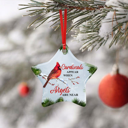 Cardinal Christmas Ornament, Sympathy Christmas Gift, Memorial Ornament, Cardinals Appear When Angels Are Near, Memorial Gifts For The Loss Of A Loved One - Christmas Decorations, Ceramic Ornament LHA1134O