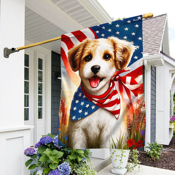FLAGWIX Patriotic Jackapoo Dog American Flag Wrapped in Glory TQN2889F