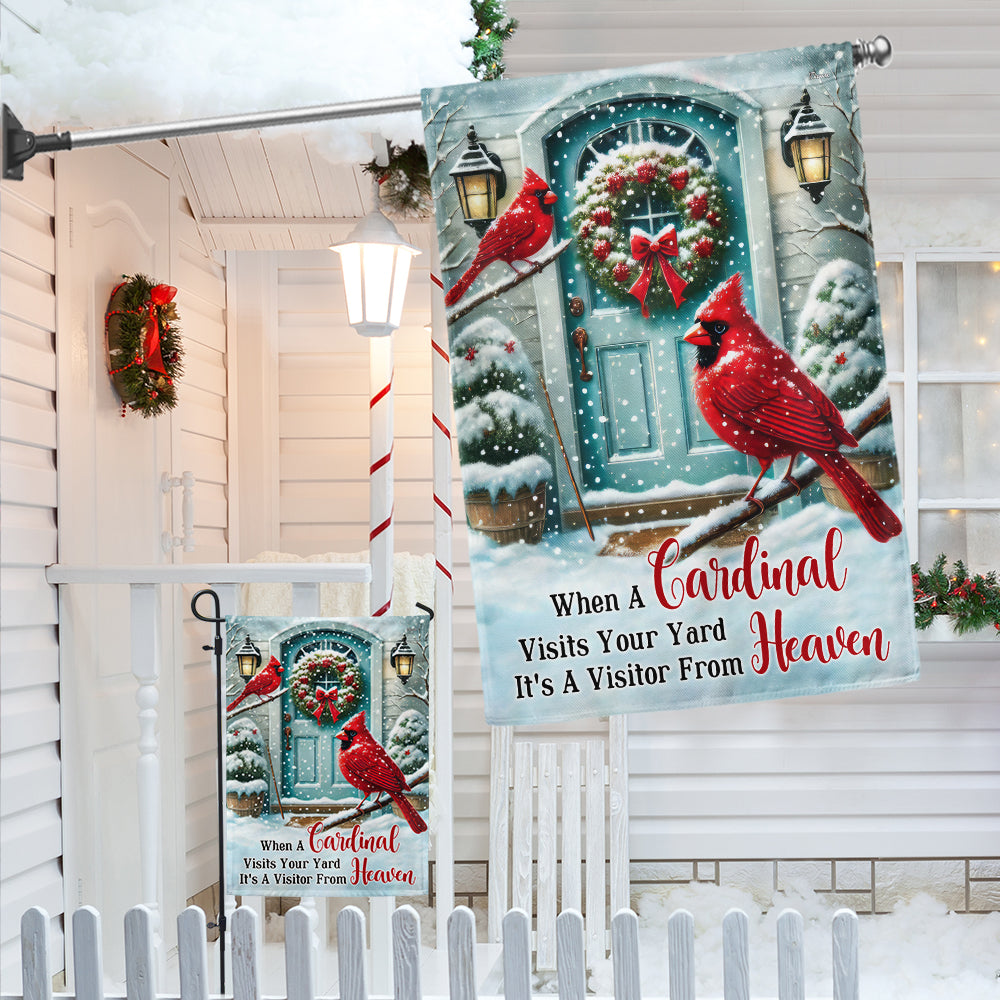 Cardinal Winter When a Cardinal Visits Your Yard It's a Visitor From Heaven Flag MLN4356F