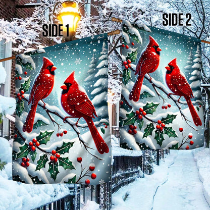 Cardinal Bird Christmas Flag TQN3797F