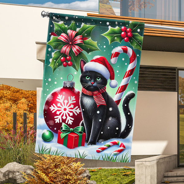 Black Cat Christmas Flag MLN4333F