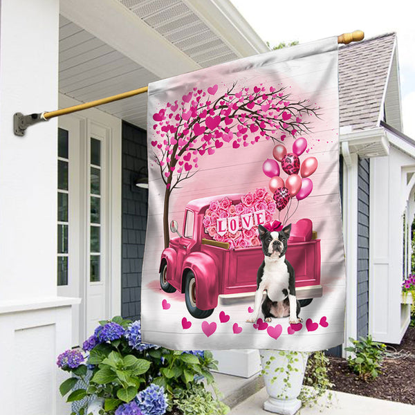 Dog Flag Valentine Boston Terrier Flag QTR380Fv24