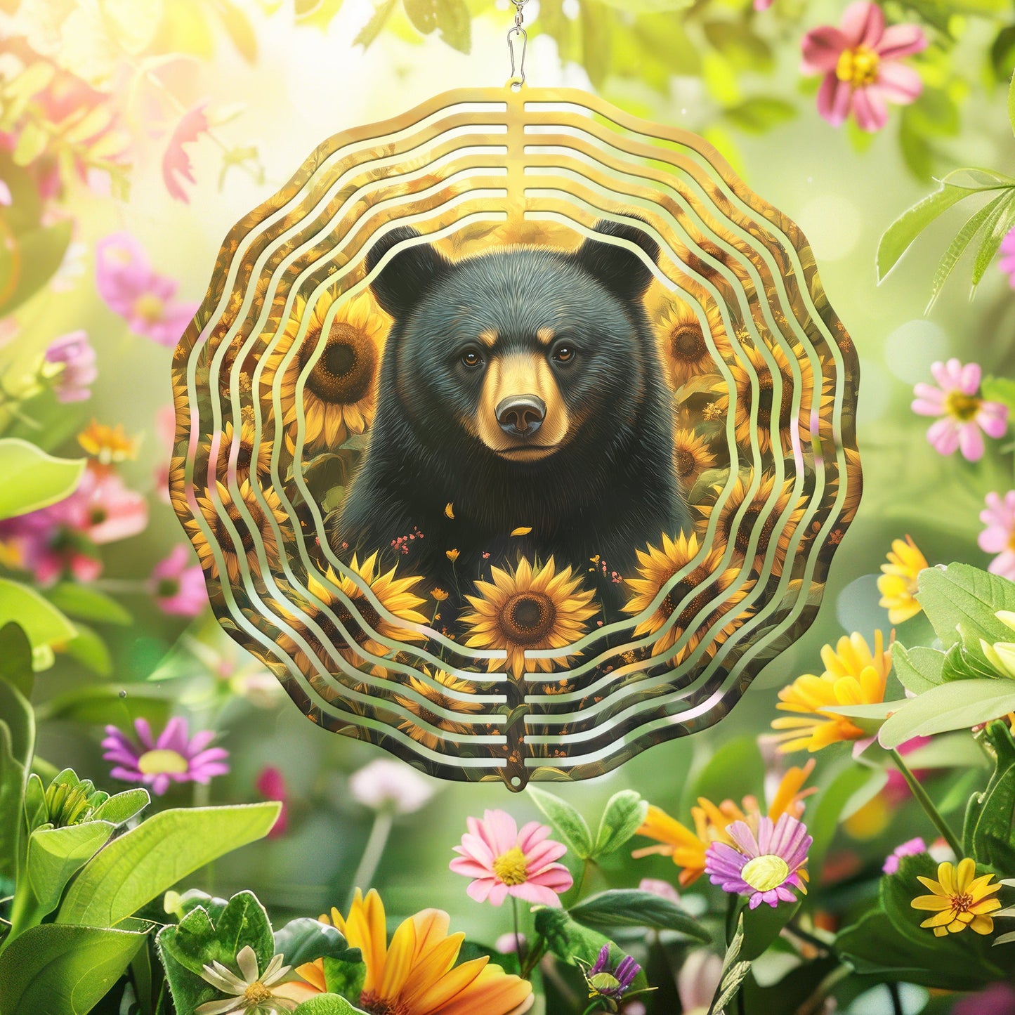 Black Bear with Sunflowers Wind Spinner VTM965WS
