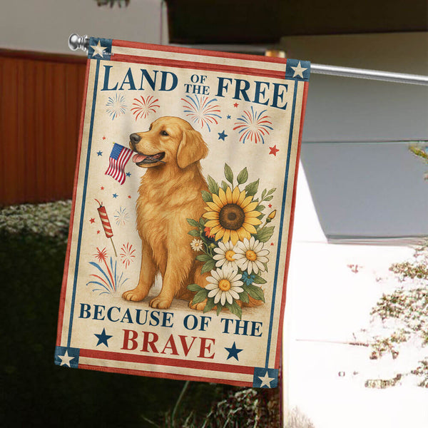 Flagwix American Flag - Patriotic Golden Retriever Dog 4th Of july Independence Day Flag TQN5244TNB