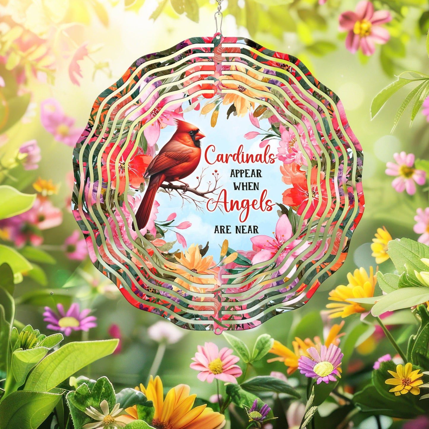 Memorial Red Cardinal Floral Wind Spinner VTM1056NTH