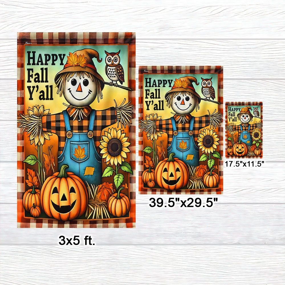 Autumn Scarecrow Happy Fall Y'all  Flag MLN3460F