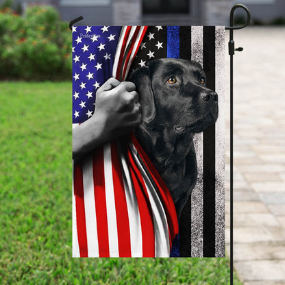 Black Labrador. The Thin Blue Line America US Flag