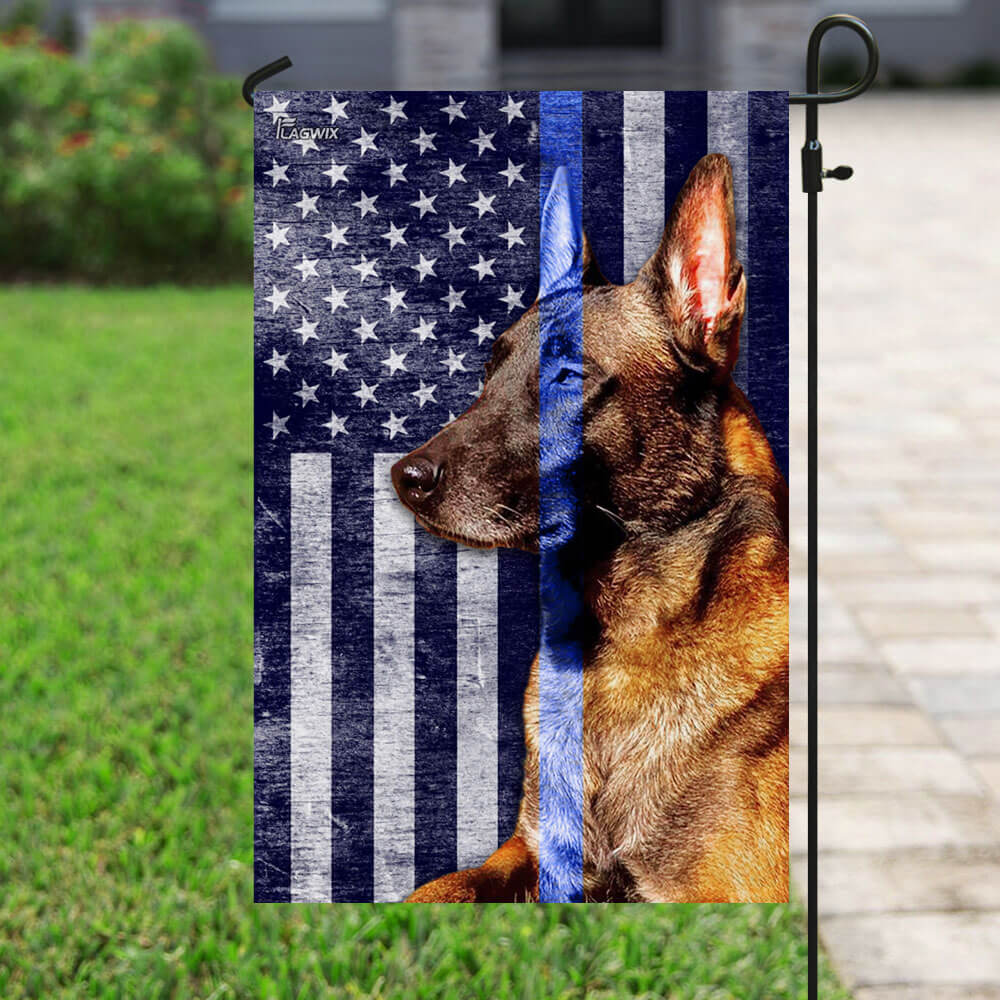 Belgian Malinois. The Thin Blue Line Flag