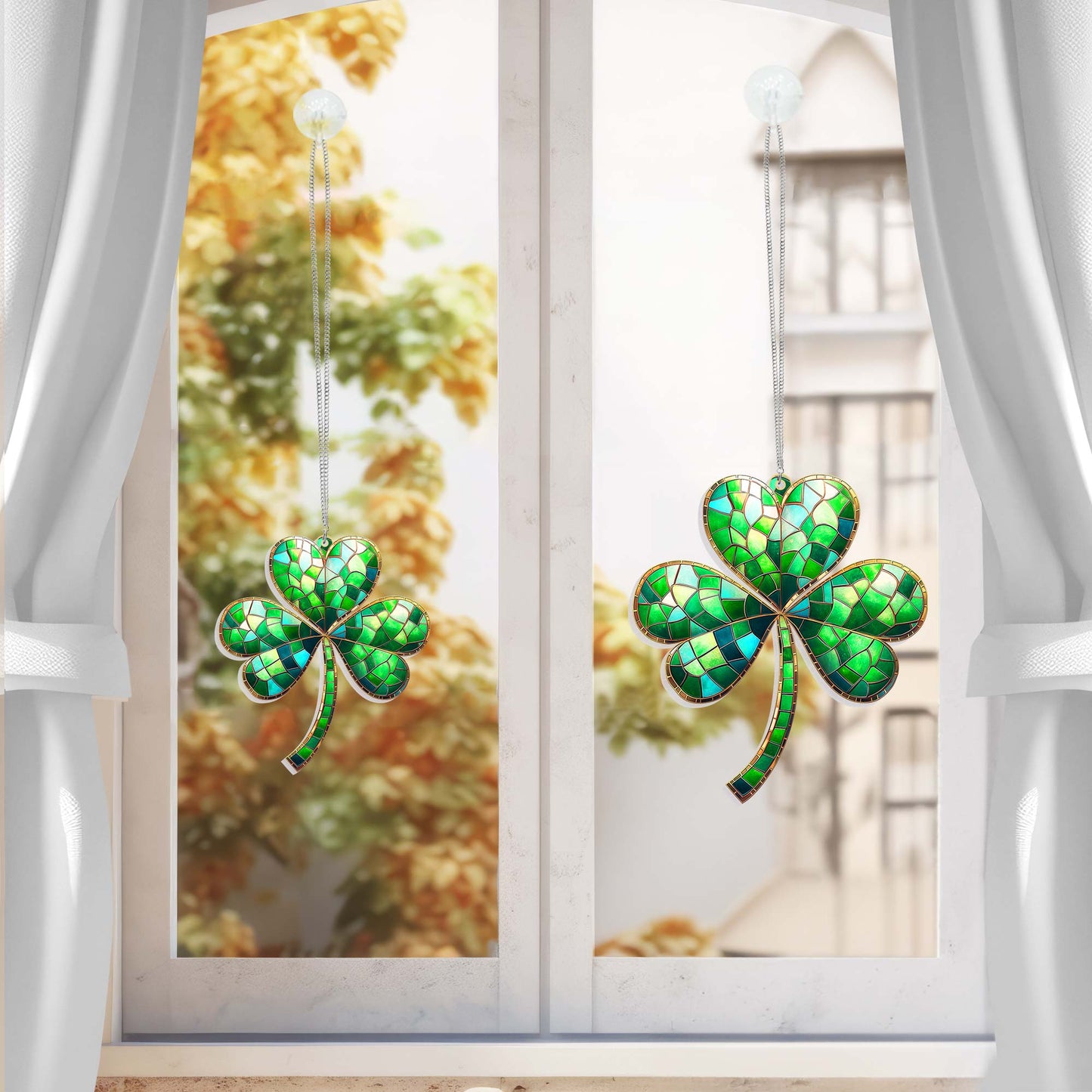 Shamrock Irish Green Clover St. Patrick's Day Ireland Suncatcher Hanging Window TQN5552TDH