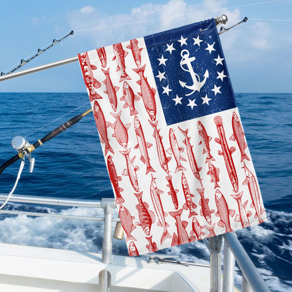 Fish American Flag – Patriotic Nautical Fishing Flag for Boats & Outdoor Display 🎣🇺🇸