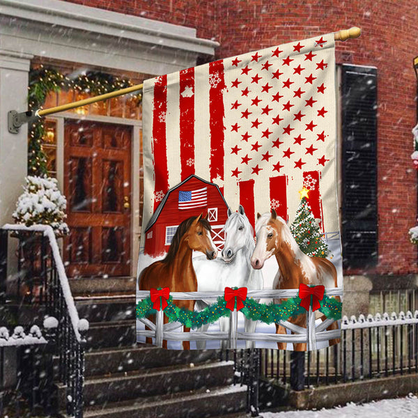Christmas Horses American Flag MLN1955F
