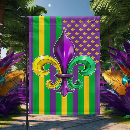 Mardi Gras Fleur De Lis American Flag TPT2633F