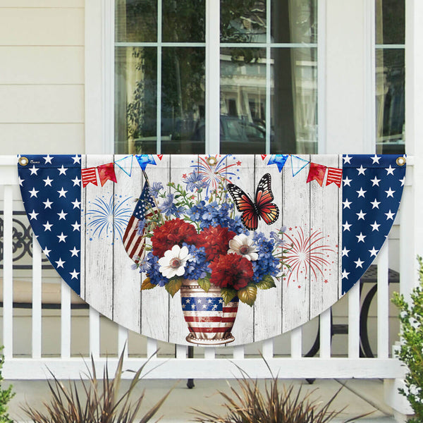 Flagwix American Flag - Patriotic Flowers Vase Happy Independence Day 4th of july Non-Pleated Fan Flag MLN2900FL