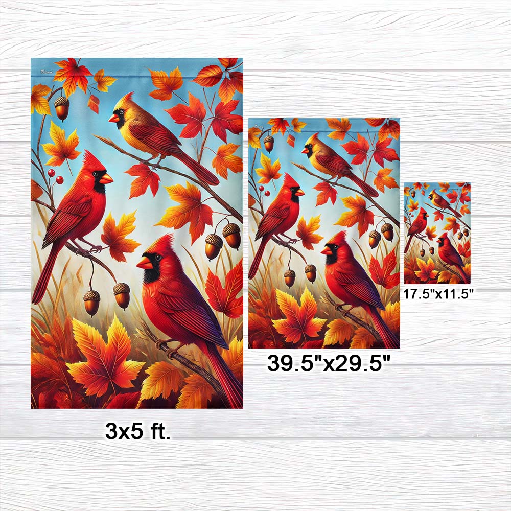 Cardinal Fall Autumn Leaves Welcome Fall Flag MLN3685F