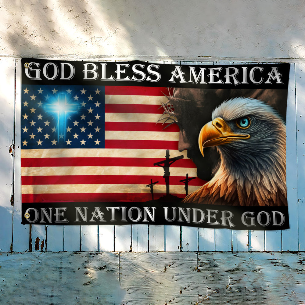 Patriot Eagle Christian God Bless America One Nation Under God Grommet Flag MLN5766NTH