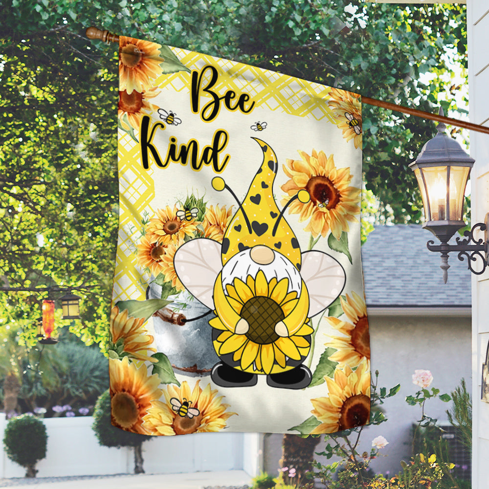 Bee Gnome Sunflower Bee Kind Flag MLN343F
