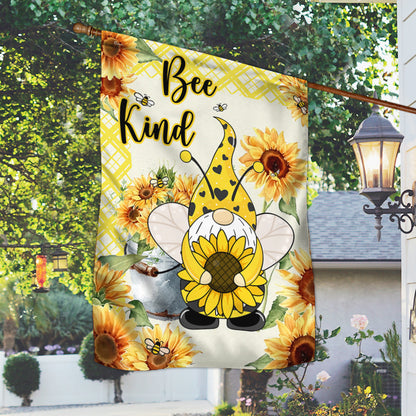 Bee Gnome Sunflower Bee Kind Flag MLN343F