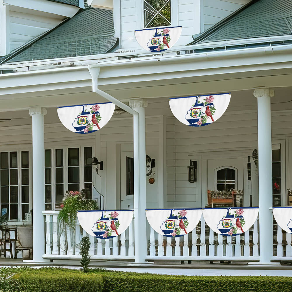 Cardinal and Rhododendron Flower, West Virginia Non-Pleated Fan Flag TPT1858FL